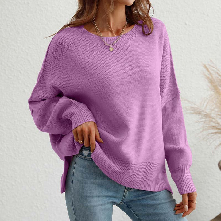 Pull En Tricot Décontracté De Couleur Unie