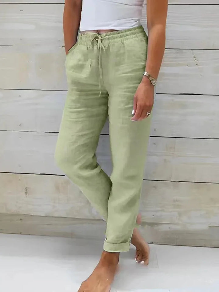 Pantalon d'Été en Coton Lin pour Femme | Taille Haute Casual Loose Fit