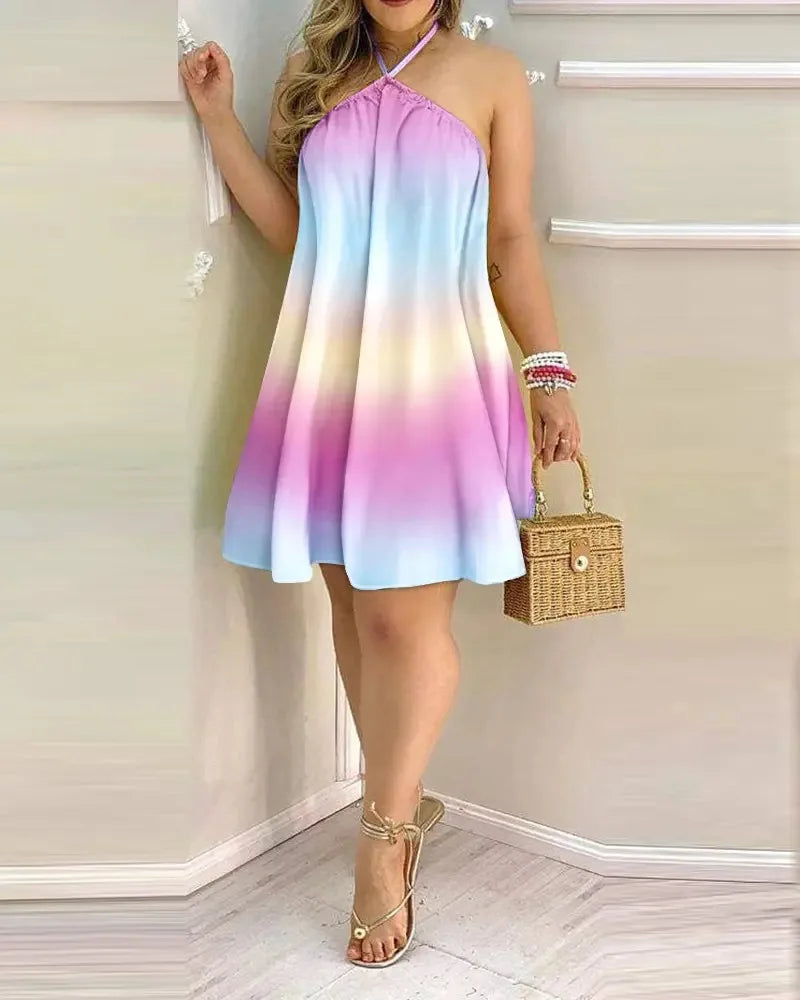 Robe Bohème Fleurie Femme – Dos Nu Élégant, Col Halter et Style Estival Chic
