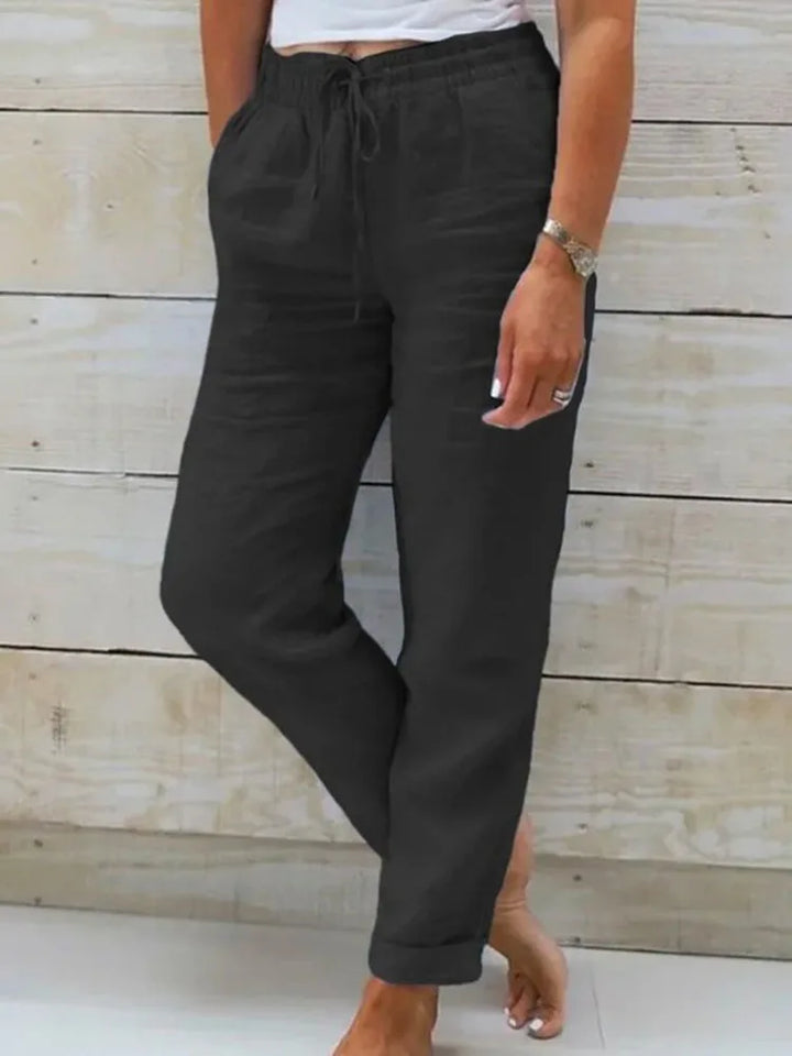 Pantalon d'Été en Coton Lin pour Femme | Taille Haute Casual Loose Fit