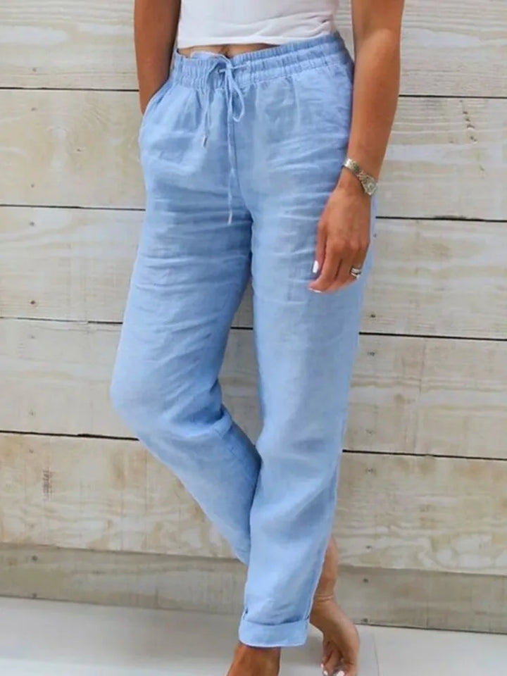 Pantalon d'Été en Coton Lin pour Femme | Taille Haute Casual Loose Fit