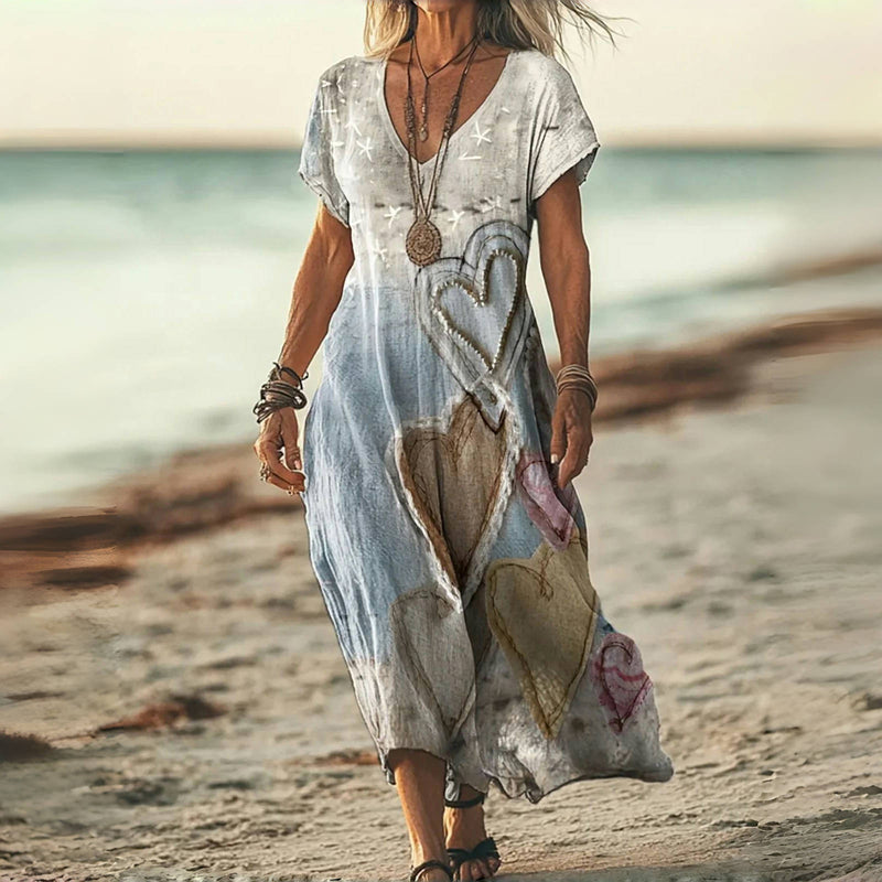 Robe Vintage À Imprimé Coeur