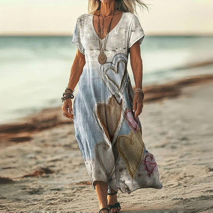 Robe Vintage À Imprimé Coeur